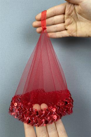 Red Water Vip Model Beaded Bridal Halay Handkerchief 5 pcs