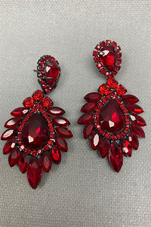 Kırmızı Subra Model Gelin Kına Tac ve Küpesi