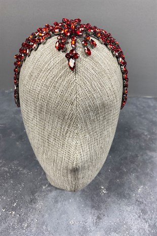 Kırmızı Sultan Alınlık Gelin Kına Tacı Saç Aksesuarı