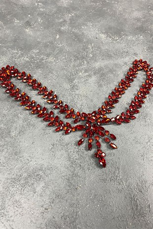 Kırmızı Sultan Alınlık Gelin Kına Tacı Saç Aksesuarı