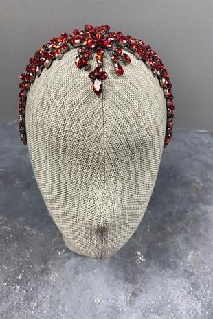 Kırmızı Sultan Alınlık Gelin Kına Tacı Saç Aksesuarı