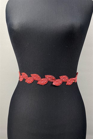 Kırmızı Taşlı Elbise Kemeri ve Bel Aksesuarı