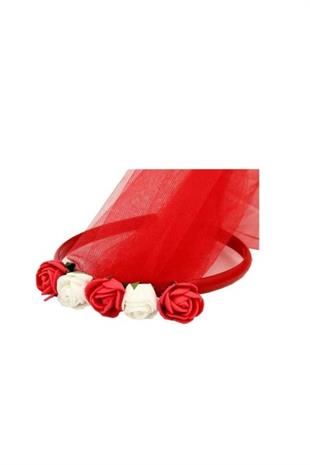 Kırmızı Tüllü Nedime Tacı 10lu Kına Malzemesi