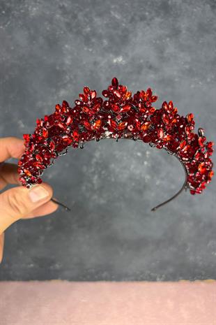 Red Umay Beaded Bridal Henna Crown