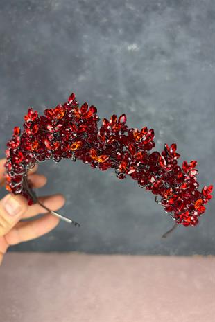Red Umay Beaded Bridal Henna Crown