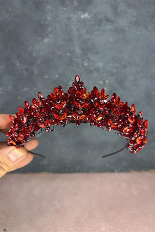 Red Umay Beaded Bridal Henna Crown