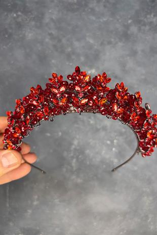 Red Umay Beaded Bridal Henna Crown