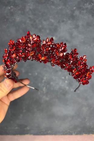 Red Umay Beaded Bridal Henna Crown
