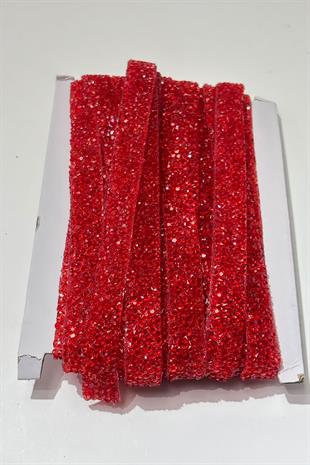 Kırmızı Ütüyle Yapışan Şerit Taş Boncuk1,5 Cm 