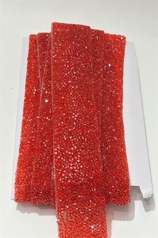 Kırmızı Ütüyle Yapışan Şerit Taş Boncuk 4 Cm