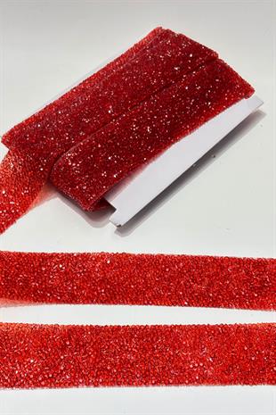 Kırmızı Ütüyle Yapışan Şerit Taş Boncuk 4 Cm