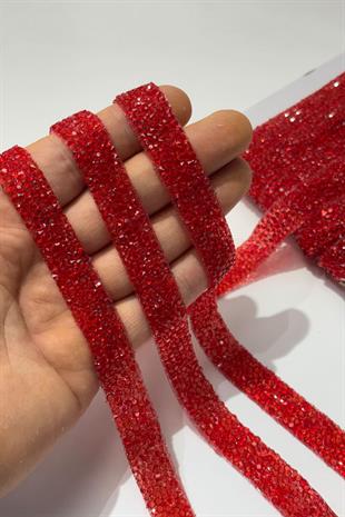 Kırmızı Ütüyle Yapışan Şerit Taş Boncuk1,5 Cm 