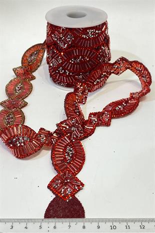 الحديد على الحجر الأحمر البيضاوي ملحق الشريط مطرز