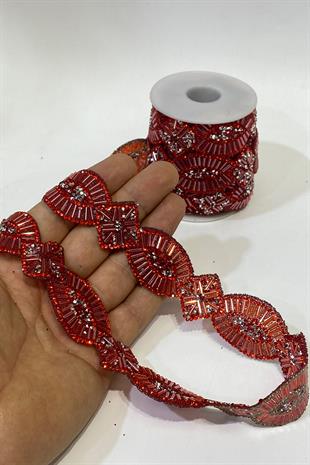 الحديد على الحجر الأحمر البيضاوي ملحق الشريط مطرز