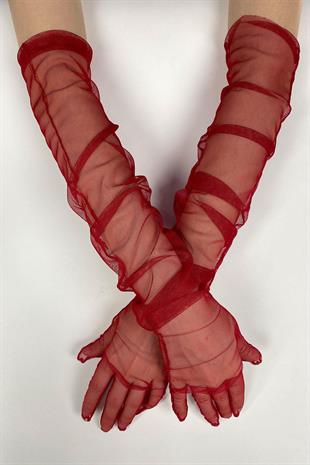 الجملة قفازات الزفاف الأحمر طويل أنيق تول قفازات الزفاف / الزفاف / قفازات الحزب