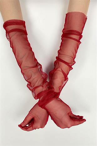 الجملة قفازات الزفاف الأحمر طويل أنيق تول قفازات الزفاف / الزفاف / قفازات الحزب