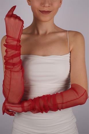 Red Long Elegant Bridal Gloves Tulle Gloves Wedding/Wedding/Party/Costume Gloves
