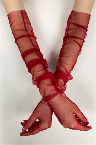 الجملة قفازات الزفاف الأحمر طويل أنيق تول قفازات الزفاف / الزفاف / قفازات الحزب