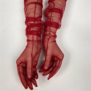 الجملة قفازات الزفاف الأحمر طويل أنيق تول قفازات الزفاف / الزفاف / قفازات الحزب