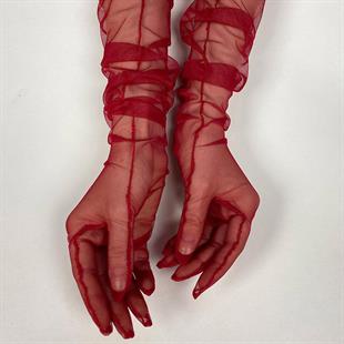 الجملة قفازات الزفاف الأحمر طويل أنيق تول قفازات الزفاف / الزفاف / قفازات الحزب