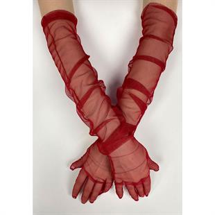 الجملة قفازات الزفاف الأحمر طويل أنيق تول قفازات الزفاف / الزفاف / قفازات الحزب