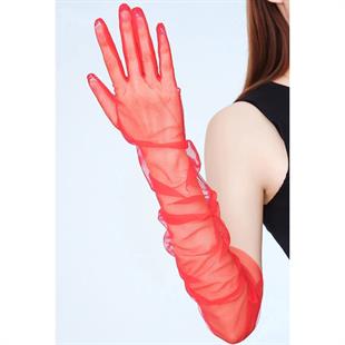 الجملة قفازات الزفاف الأحمر طويل تول