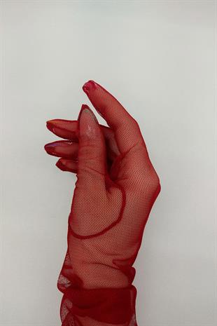 الجملة قفازات الزفاف الأحمر طويل تول وقبعة رقصة البولكا