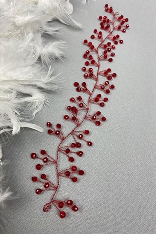 إكسسوار شعر تيارا مطرز باللون الأحمر