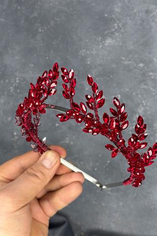 Red Venus Leaf Design Bridal Henna Crown Hair Accessory