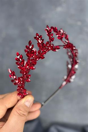 Red Venus Leaf Design Bridal Henna Crown Hair Accessory