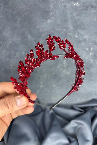 Red Venus Leaf Design Bridal Henna Crown Hair Accessory
