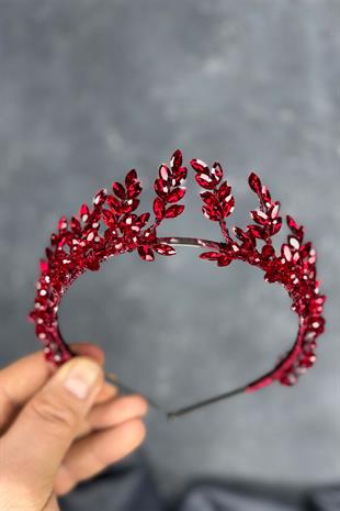 Red Venus Leaf Design Bridal Henna Crown Hair Accessory