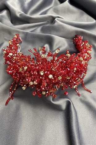 Red Zosma Crystal Stone Henna and Bridal Crown