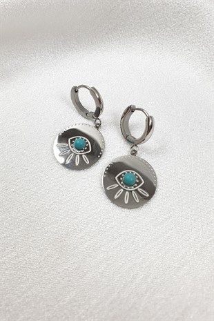 Kirpikli Mavi Göz Taşsız Küpe