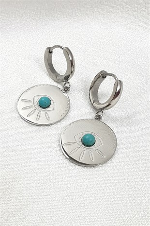 Kirpikli Mavi Göz Taşsız Küpe