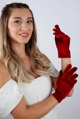 Kısa Kadife Abiye Eldiven 21 Cm Parti Balo Kostüm Aksesuarı