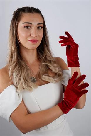 Kısa Kadife Abiye Eldiven 21 Cm Parti Balo Kostüm Aksesuarı