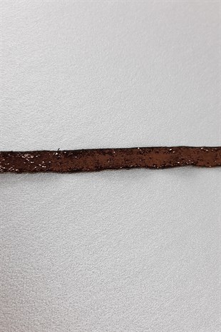Kızıl Kahve Simli Kadife Kurdele 1 cm