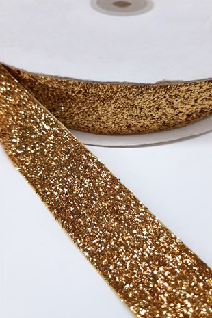 Dark Gold Glittery Velvet Ribbon 2.5 Cm