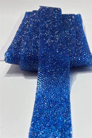 Koyu Bebe Mavi Ütüyle Yapışan Şerit Taş Boncuk 4 Cm