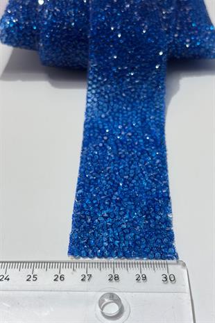 Koyu Bebe Mavi Ütüyle Yapışan Şerit Taş Boncuk 4 Cm