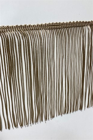 Koyu Bej İthal Şerit Püskül Saçak 15 cm 1mt