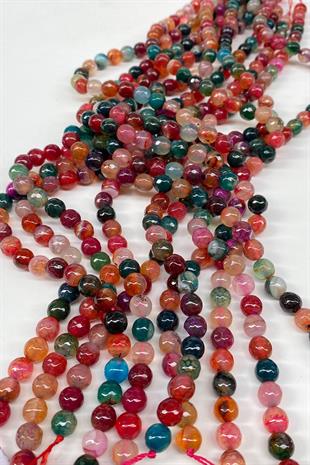 Koyu Çakra Ceyt Doğal Taş Dizi Fasetli Kesim 8 mm