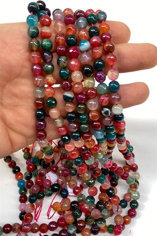 Koyu Çakra Ceyt Doğal Taş Dizi Fasetli Kesim 8 mm