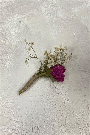 Dark Fuchsia Peony Flower Gypsole Bridal Bouquet Crown and Boutonniere Set