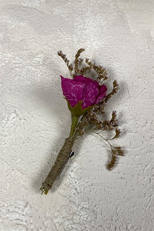 Dark Fuchsia Peony Flower Sea Grass Bridal Bouquet Crown and Boutonniere Set