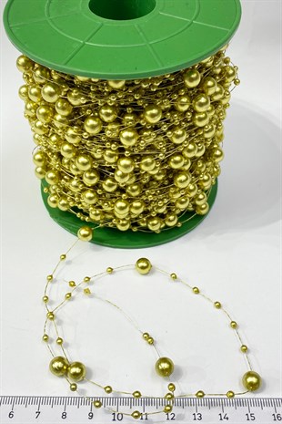 Koyu Gold Misinalı Şerit İnci 10 mt