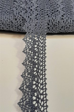Koyu Gri Kopanaki Koton Dantel 2,5cm