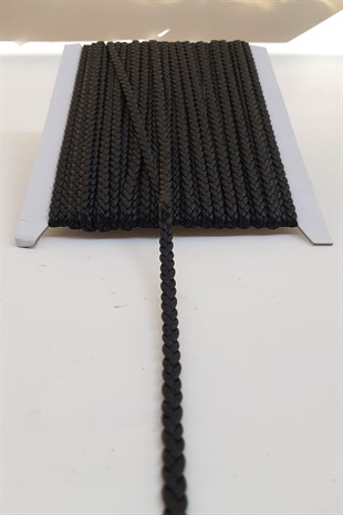 Koyu Kahve Örgülü Deri Şerit 1 Cm