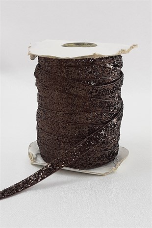 Dark Brown Glittery Velvet Ribbon 1 cm